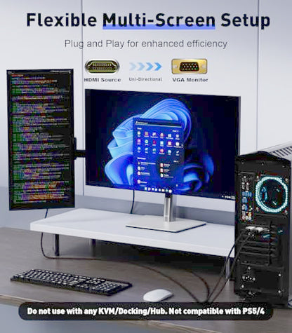 SWITCHFLUX 6 Feet HDMI to VGA Adapter Cable - 1080P@60Hz Resolution