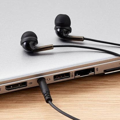 Amazon Basics 3.5mm Jack Wired Earbuds with Built-In Microphone Model 17E13BK
