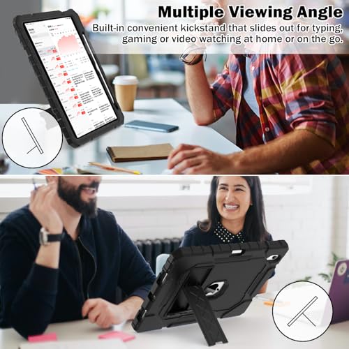 ZoneFoker 10.9"/11" iPad Case for A14/A16 2022/2025, Heavy Duty Coverage with Built-In Kickstand