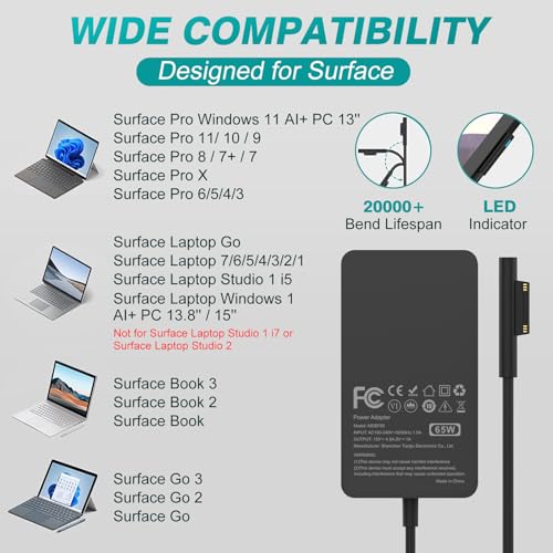 MARSDOCK 65W MDSF65 AC Adapter Power Supply - Compatible with Microsoft Surface Devices