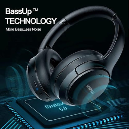 RUNOLIM RUWH301AB-US3 Wireless Over-Ear Headphones Bluetooth 6.0 Active Noise Cancelling