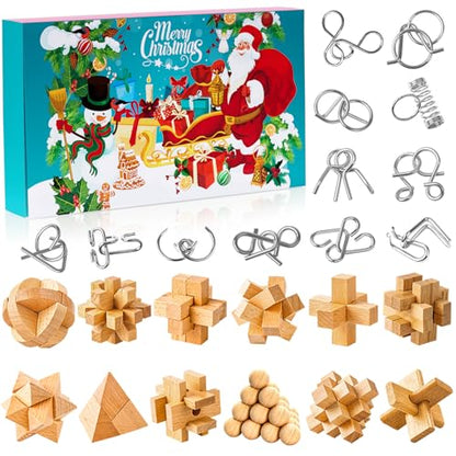 vewicokop Advent Calendar 2023 12 Pcs 3D Metal and Wooden Puzzles