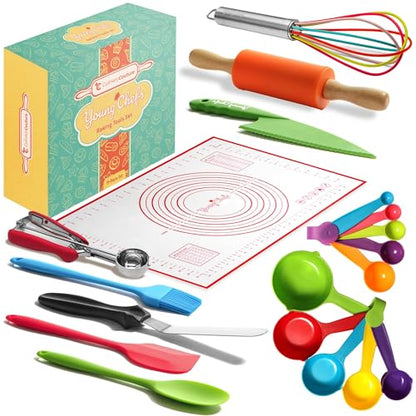 Culinary Couture Child-Size Young Chefs Baking Tool Set 19 Pieces Baking Supplies