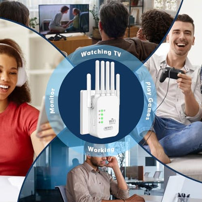 NONENDU 9800 Sq Ft WiFi Repeater 300 Mbps 6 Antennas Wireless Signal Booster