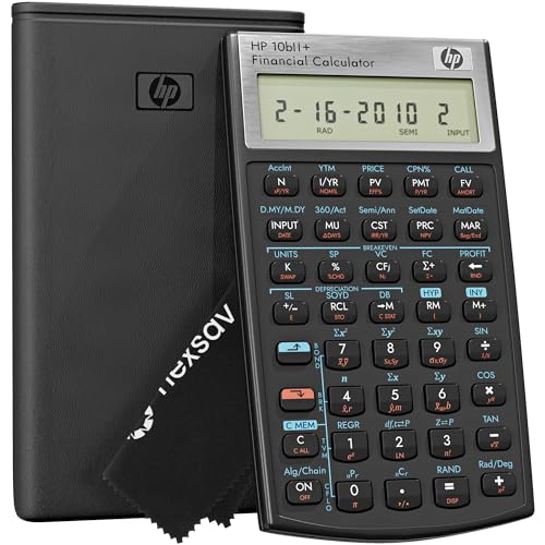 HP 4 Inch Black HP 10bII+ LCD Financial Calculator