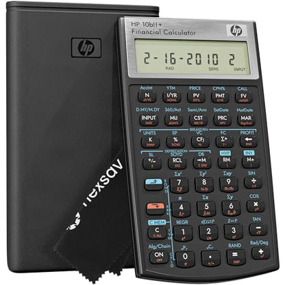 HP 4 Inch Black HP 10bII+ LCD Financial Calculator