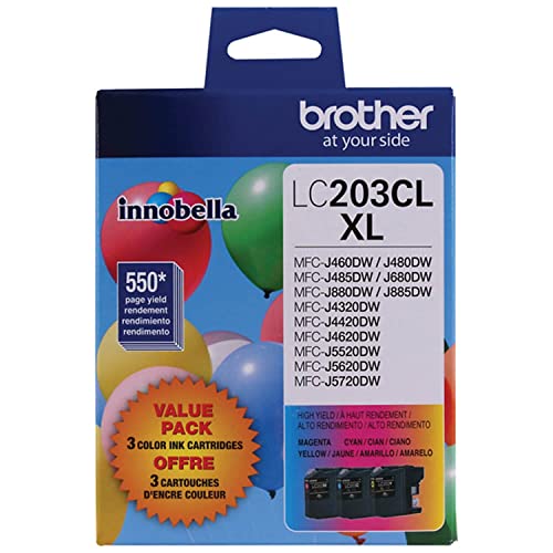 Brother LC2033PKS 3 Count Cyan, Magenta, Yellow Ink Cartridge, 550 Pages Yield, Genuine