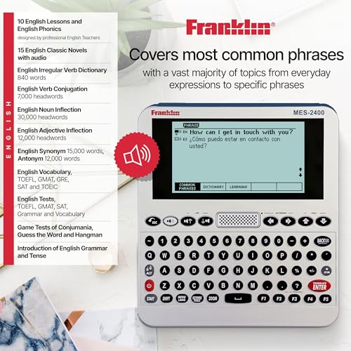 Franklin 6.73 x 6.46 x 1.14 inches MES-2400 Digital Talking Dictionary Multi-Language Translator