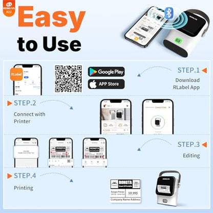 Rongta 2" R22 203 DPI Thermal Label Maker Portable Bluetooth Printer