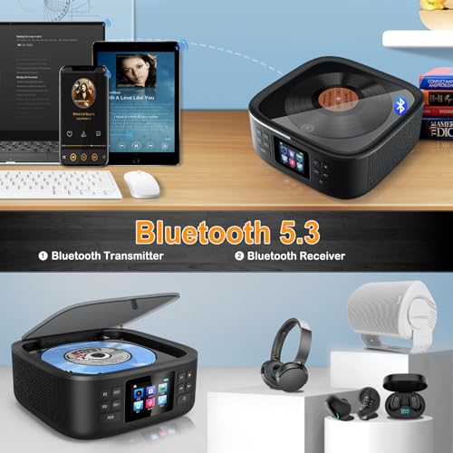 HOVOYNN 6.5in HC030 Stereo Bluetooth Portable CD Speaker System with FM Radio