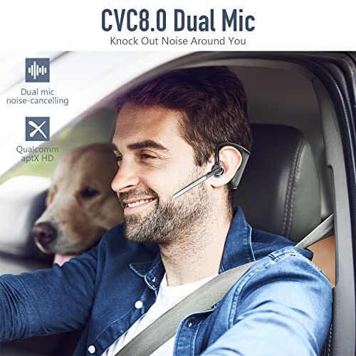 Conambo Bluetooth Headset K21 V5.1, Single Ear Wireless Earpiece with Dual Microphone Noise Cancellation, 16 Hours Talk Time, Compatible with iOS and Android