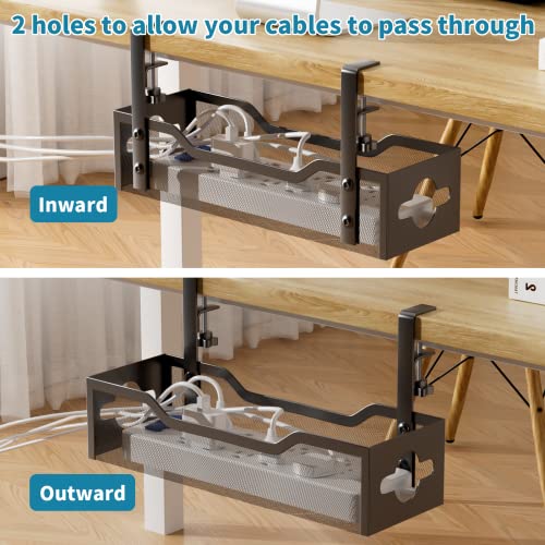 Litwaro 13.38" x 4.72" BJXCJ_01 Under Desk Cable Management Tray, Clamp Mount, Carbon Steel