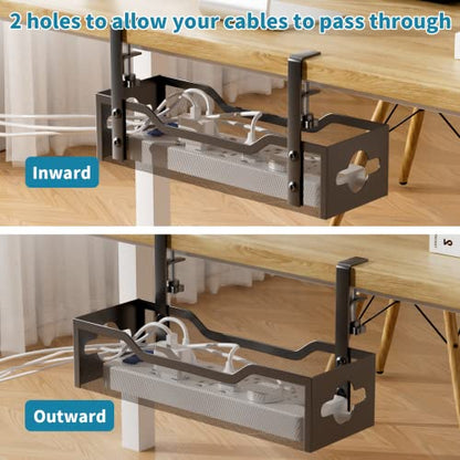 Litwaro 13.38" x 4.72" BJXCJ_01 Under Desk Cable Management Tray, Clamp Mount, Carbon Steel