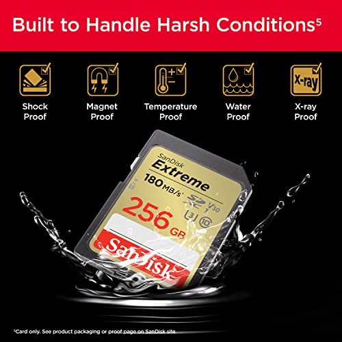 SanDisk 256GB Extreme SDXC UHS-I Card - SDSDXVV-256G-GNCIN - C10, U3, V30