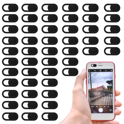 JJUNW 50 Pcs Webcam Cover Slide, 0.023 Inch Ultra-Thin, Universal, Black