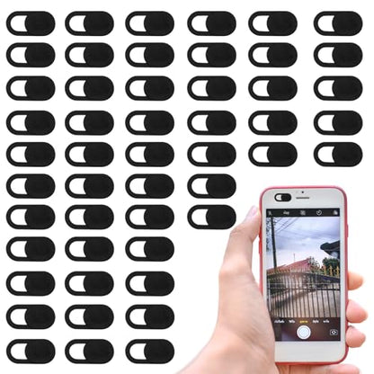 JJUNW 50 Pcs Webcam Cover Slide, 0.023 Inch Ultra-Thin, Universal, Black
