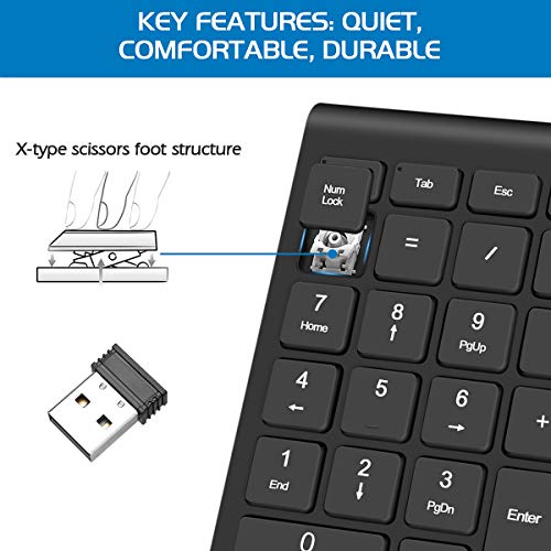Foloda 22K-W-Numeric-Keypad H-107 Wireless Number Pad USB-A Compatible Devices
