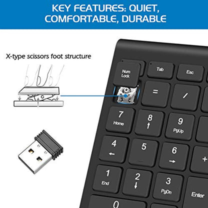 Foloda 22K-W-Numeric-Keypad H-107 Wireless Number Pad USB-A Compatible Devices