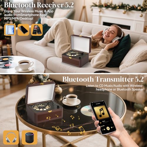 Gueray Portable CD Player G-Y02 Bluetooth Supported Formats CD-R, CD-RW, MP3, WMA Brown Retro Style