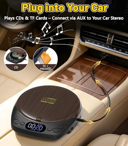 Gracioso 5.2" CD-40 Portable CD Player with Rechargeable Battery, AUX Connectivity