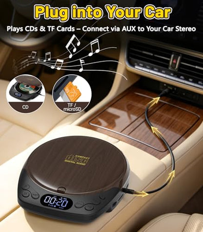 Gracioso 5.2" CD-40 Portable CD Player with Rechargeable Battery, AUX Connectivity