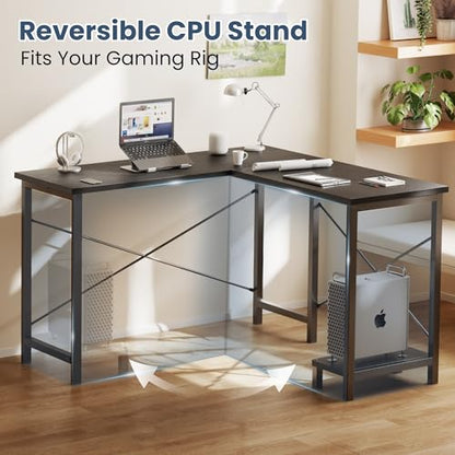 DUMOS 50 Inch DUYMHJ3-FH-LXZ02JB-49BK Modern L-Shape Writing Desk