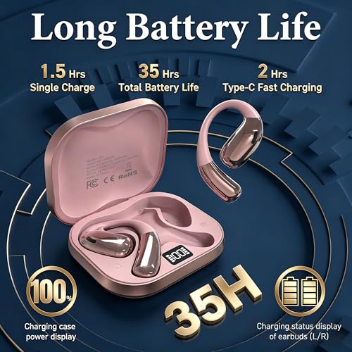 Tuemvia FWC-LYEJ-R Wireless Open Ear Headphones Bluetooth 5.0 - Sweat Resistant - Rose Gold