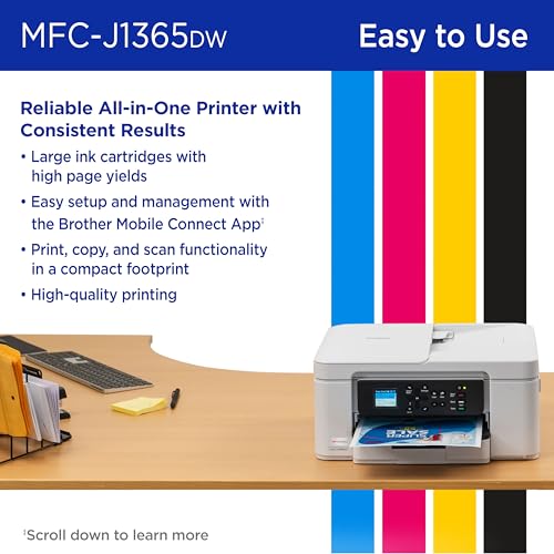 Brother MFC-J1365DW Inkjet Printer, 1200 x 6000 dpi, Multifunction