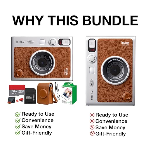 Fujifilm Instax Mini EVO 600 DPI Hybrid Instant Camera Brown