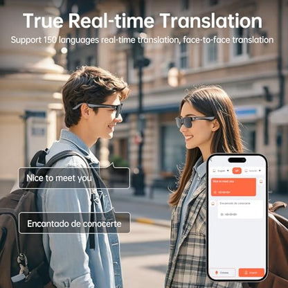 ZYHZMSGJ Rectangular V6 150+ Translation Bluetooth AI Glasses 120H Battery Life IPX5