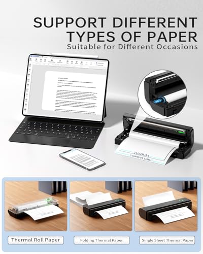 NDYIN 8.5 inch N80 203 dpi Portable Thermal Printer Monochrome