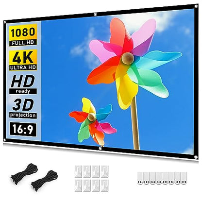 Taotique 72 inch Projector Screen 16:9 HD Portable Double-Sided Polyester Fabric