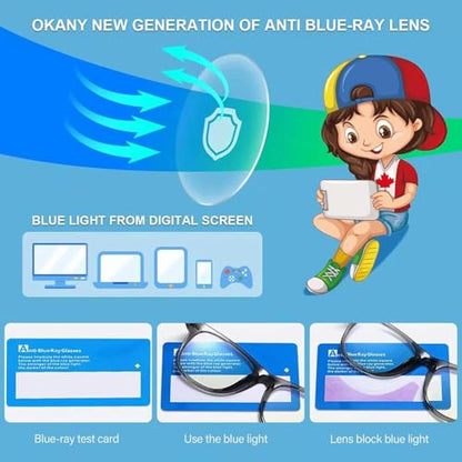Okany 3 Count 0602 Anti-Glare Blue Light Blocking Glasses for Kids