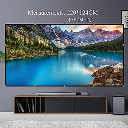 lejiada 100-inch PH-3M3U-C4ZJ Manual Projector Screen 160 Viewing Angle Glossy Polyester Wall Mount