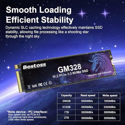 Bestoss 512GB GM328 PCIe x 4 NVMe M.2 SSD Internal Solid State Drive
