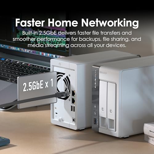 QNAP 2-Bay TS-216G-US Diskless NAS Ethernet Connectivity 2.5GbE 4GB DDR4 AI Acceleration