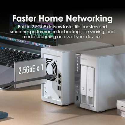 QNAP 2-Bay TS-216G-US Diskless NAS Ethernet Connectivity 2.5GbE 4GB DDR4 AI Acceleration