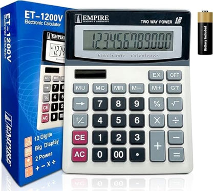 EMPIRE TRADING & COMMERCE Desk Calculator 7.28" x 5.71" 2 Inches LCD 1 AA Battery Basic Calculator