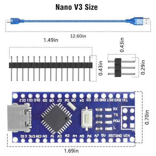 AYWHP 3PCS Nano V3.0 Board 32KB Storage 16MHz Speed USB Connectivity Compatible Windows Mac Linux