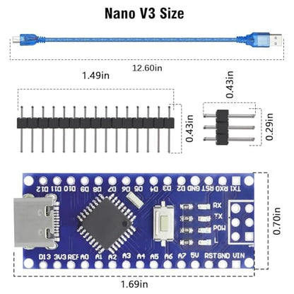 AYWHP 3PCS Nano V3.0 Board 32KB Storage 16MHz Speed USB Connectivity Compatible Windows Mac Linux