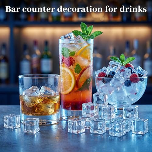 DOMESTAR 0.8 x 0.8 x 0.6 Inches HR0001 Plastic Ice Cubes, 20 Pieces, BPA Free, Mildew Resistant, Dishwasher Compatible