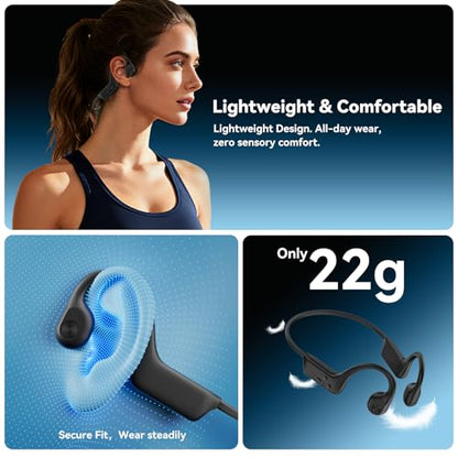 Fanisic X8 Open Ear Bluetooth Headphones Wireless 10hrs Playback IPX5 Sweatproof Design