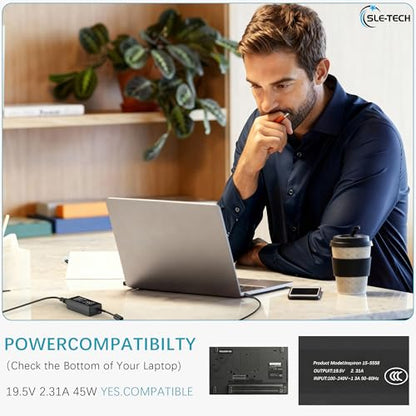 SLE-TECH 45W AC Adapter SK90A195231 Input 100-240V Output 19.5V 2.31A Portable Charger for Compatible Dell Models