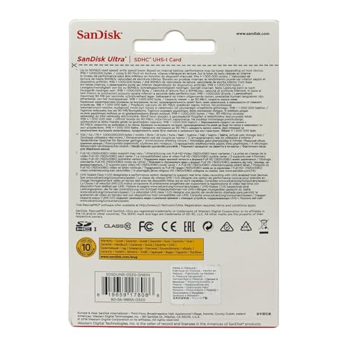 SanDisk 32GB Ultra SDSDUNR-032G-GN6IN SDHC Memory Card - 90MB/s Read Speed, Class 10, UHS-I