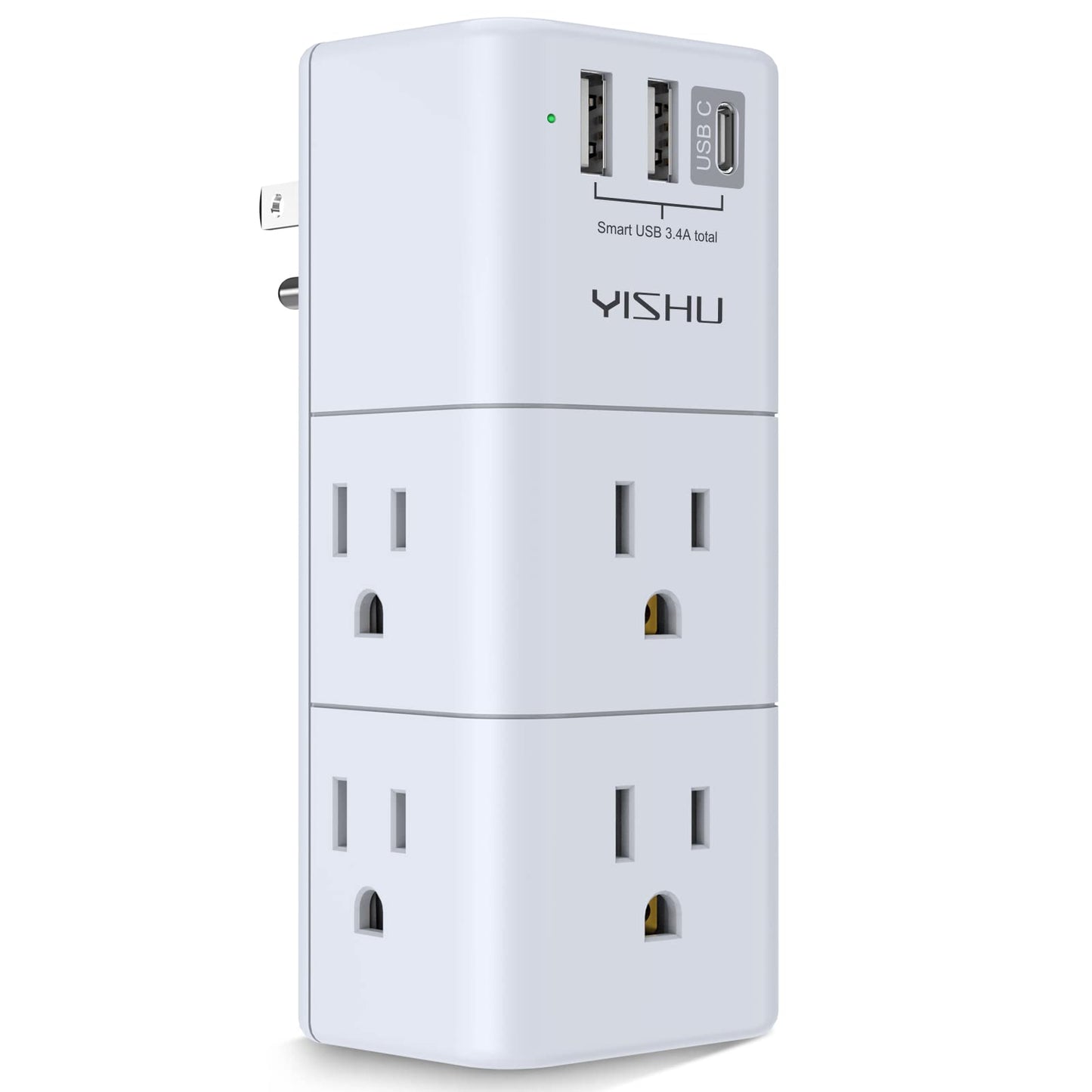YISHU 5.2 x 2.03 Inch AHR-503 6 Outlet 3 USB Surge Protector