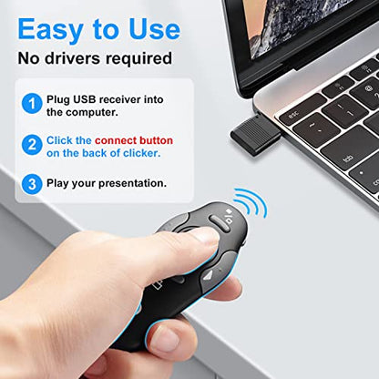 CLIKBUTM Wireless Presentation Clicker WP08-R USB 1 Device 100 Feet Gray