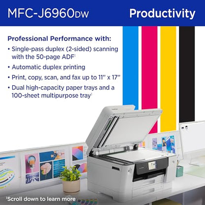Brother MFC-J6960DW INKvestment Color Inkjet Multifunction Printer 11"x17" 1200x4800dpi Wireless