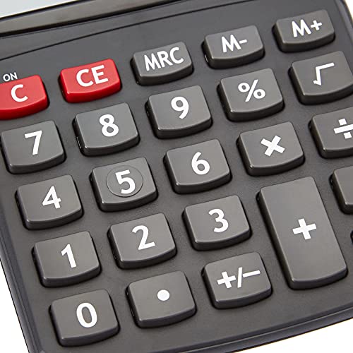 Amazon Basics Standard Function LCD Calculator Solar and Battery Black 8-Digit KC-760-8