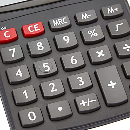 Amazon Basics Standard Function LCD Calculator Solar and Battery Black 8-Digit KC-760-8