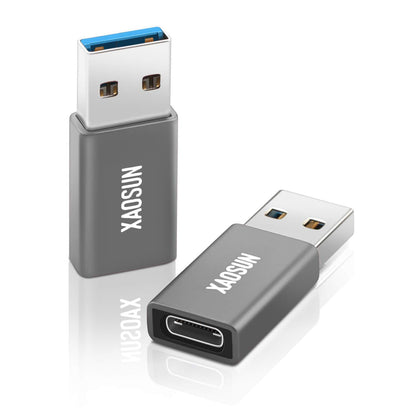XAOSUN USB C Female to USB Male Adapter (2-Pack) 10Gbps Data Transfer 100W Fast Charging OTG-R